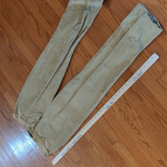 Vintage JouJou Skins Genuine Suede Pistachio Green Straight Leg Pants Size 5/6 - Picture 14 of 15